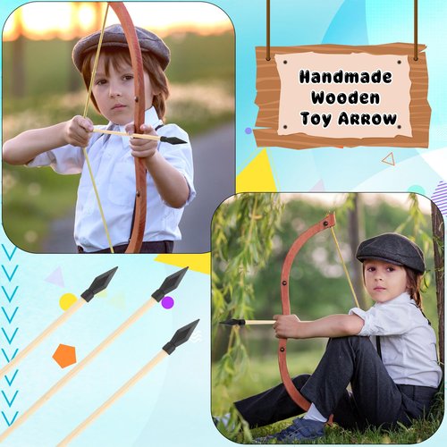 30 Pack Wooden Arrows with Soft Rubber Tips 17 Inch Wooden Toy Arrow Soft Rubber Tip Archery Bows for Beginners Archery Bows Outdoor Play