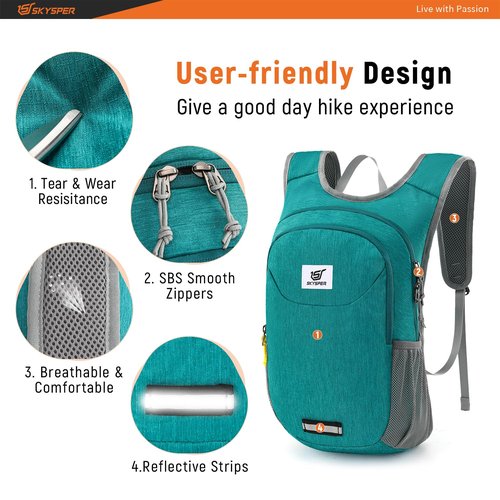 SKYSPER Small Hiking Backpack 10L Packable Lightweight Back Pack Foldable Travel Daypack for Women Men