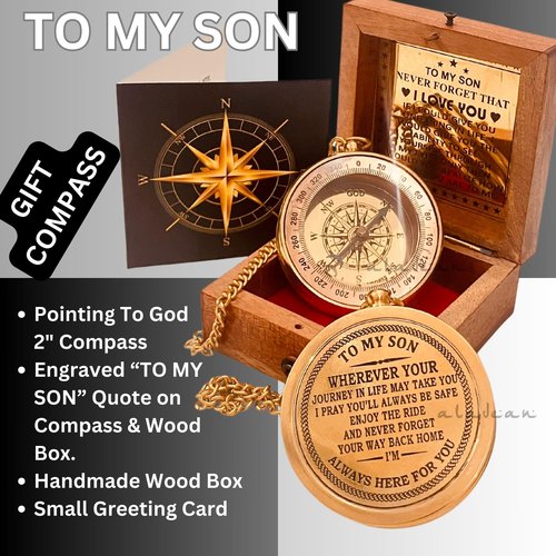 To My Son Compass Gift From Mom and Dad | 2" - For Teenage Son's Graduation, Christmas, Birthday, Baptism, Confirmation, Communion
