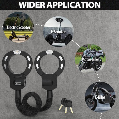 1PZ SLA-D3S Scooter Locks Anti Theft Bike Chain Lock Best Electric Scooter Lock Replacement for Segway Ninebot Xiaomi Razor and Bicycle Lock Cable Accessories