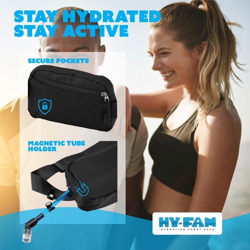HY-FAN Hydration Cross Body with Bladder, 17oz BPA-Free, Hands-Free Design, Secure Pockets, Ideal for Athletic Outdoor Activities, Travel and More - White