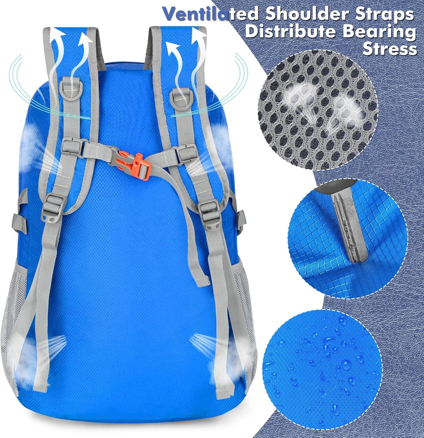 ZOMAKE Lightweight Packable Backpack 30L, Foldable Hiking Backpacks Water Resistant Compact Folding Daypack for Travel(Black)