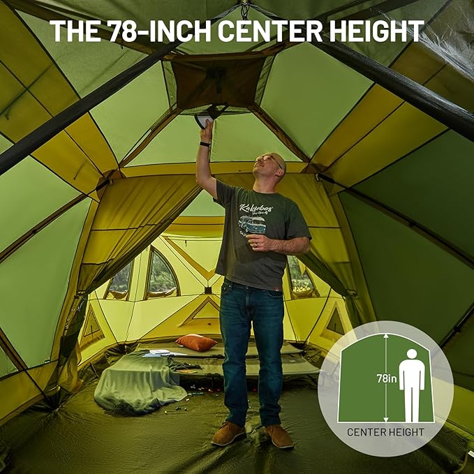TIMBER RIDGE 4/6/8 Person Instant Pop Up Cabin Tent, Easy 60 Second Setup, Weather Resistant Camping Family Hub Tent with Rain Fly and Carry Bag for Camping Hiking Outdoor Travel