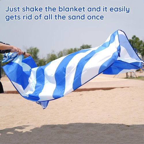 aoole Beach Blanket Sandproof, Extra Large Beach Mat 80"*118" for 1-8 Persons, Waterproof Outdoor Picnic Blankets, Lightweight Beach Essentials for Camping, Traveling, Hiking (Dark Blue, 80"*118")