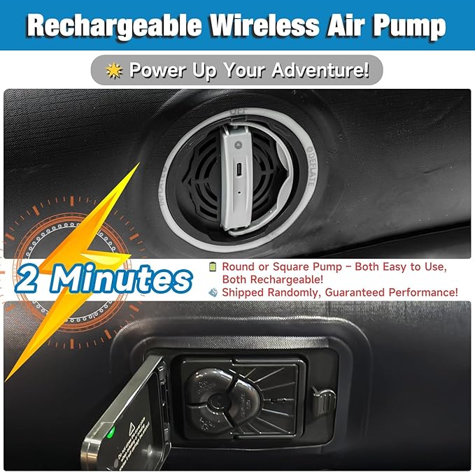 Truck Bed Mattress 5.5-5.8ft: Inflatable Full Size Truck Bed Air Mattress with Wireless Rechargeable Pump, Pickup Mattress with Carry Bag (Black)