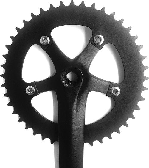 Crankset Single Speed 44T 170mm Crankarms 110 BCD Crankset for Mountain Road Bike Fixed Gear Bicycle(Square Taper, Black) (44T Sprocket)