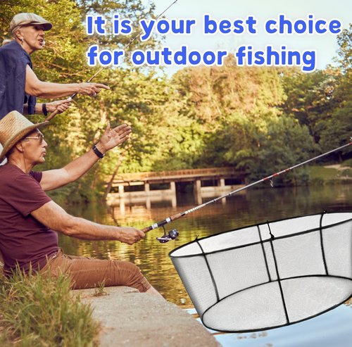 Foldable Drop Net for Pier Fishing, Pier Fishing for 32inch*28inch Pier Net with Waterproof and Quick-Drying, Drop Net for Pulling Up Fish with Rope for Minnows, Crawfish, Shrimp, Diameter