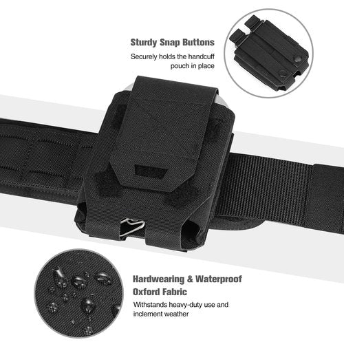 Moko Tactical Handcuff Pouch - MOLLE-Compatible Handcuff Holder for Duty Belt & Vest, Quick-Release Police Handcuff Case Fits Hinged & Chain Cuffs, Black
