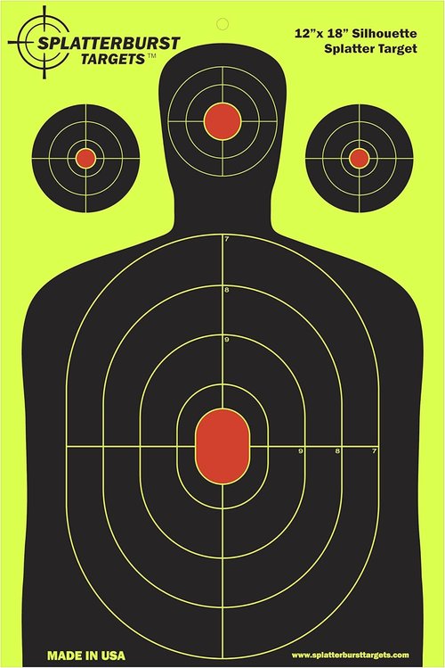 Fluorescent Yellow Splatter Targets - 12x18 Inch Shooting Silhouette - Made in USA