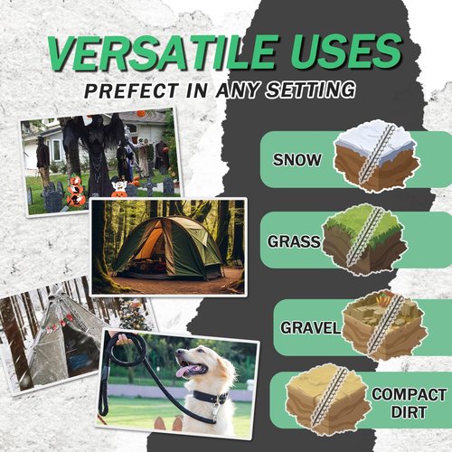 LOZAGU 6-Pack Screw in Tent Stakes Heavy Duty, 8”Drill in Style Ground Anchor Pegs with Hex Nut Driver. (6-Pack Tent Stakes)