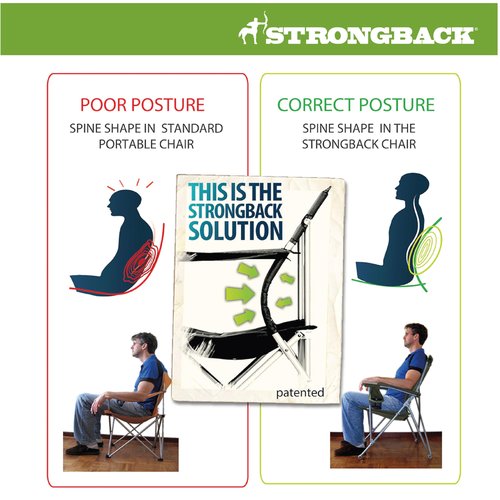 STRONGBACK Low Gravity Beach Chair with Built-in Lumbar Back Support - Heavy Duty Portable Folding Beach Chair for Adults - Lime Green