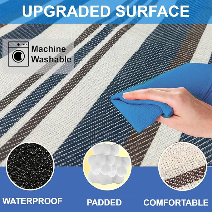 scuddles Extra Large Picnic & Outdoor Blanket with Pocket for iPhone Keys and More Dual Layers for Outdoor Water-Resistant Handy Mat Tote Spring Summer Camping Blanket Great for The Beach
