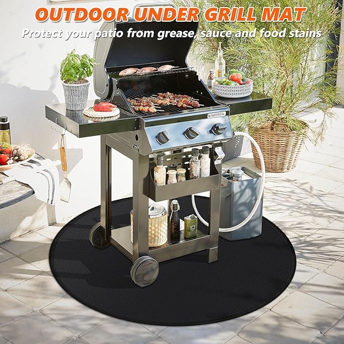 38" Round Fire Pit Mat for Solo Stove Bonfire/Under Grill Mat for Outdoor Grill Fireproof Waterproof Oil-Proof, 4 Layers Fireproof Mat Fireplace Mat BBQ Mat Solo Stove Mat for Deck Patio Grass Smoker