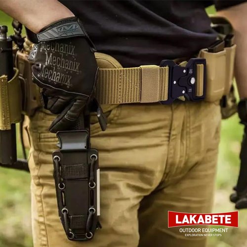 LAKABETE Tactical Battle Belt Molle Belts with Pouches for Sports Outdoors Hunting (blk)