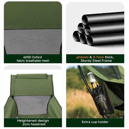 Thallike Upgraded 360° Swivel Camping Chair for Adults, Portable Folding Chair with Cup Holder, Lightweight Compact Backpack Outdoor Chair for Travel, Fishing, Hiking, and Beach