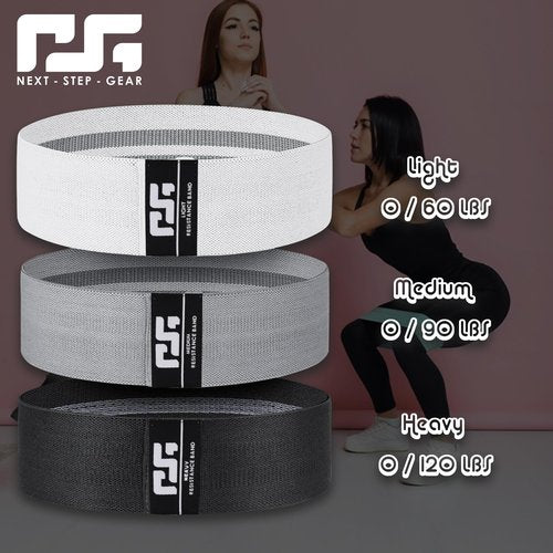 Generic Resistance Bands Set of 3 Heavy Duty Exercise Bands for Strength Training, Yoga, Flexibility, and Squats Includes Carry Bag (White, Grey, Black)