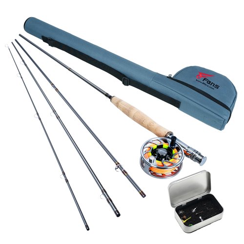8Fans Fly Fishing Rod and Reel Combos with 4-Sections Portable Fishing Rod and CNC-machined Aluminum Alloy Fly Reel,Fishing Complete Starter Package (9ft 3/4wt)