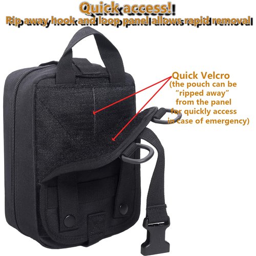 Tactical Medical Molle Pouch Tactical - 1000D Nylon First Aid Pouchs, Big Capacity EMT Bag Utility, Heavy Duty Military Grade Rip-Away Ifak Pouch for Home and Outdoor Activities (Black)