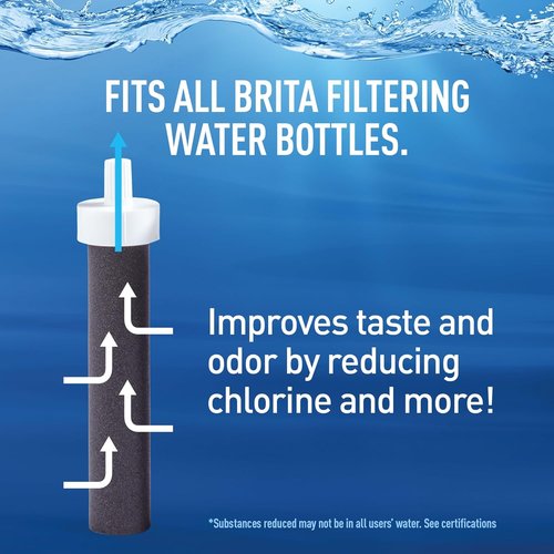 Brita Insulated Filtered Water Bottle with Straw, Reusable, BPA Free Plastic, Sapphire, 26 Ounce
