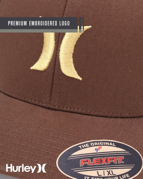 Hurley Mens Baseball Cap - Flexfit Fitted Baseball Caps for Men (Sizes: S-XL), Size Large-X-Large, Cedar