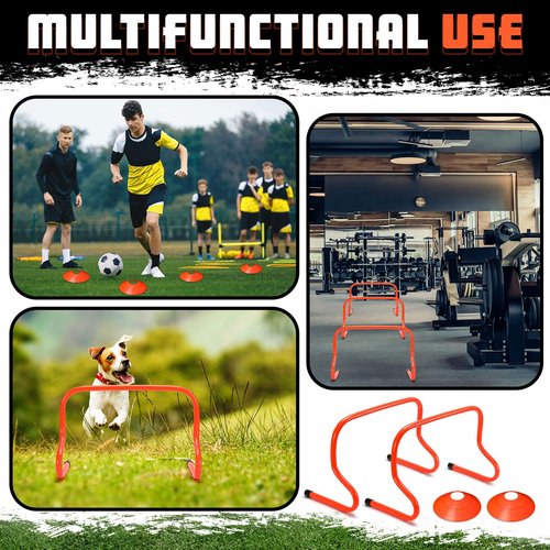 Gemscream 6 Sets 12" Speed Agility Training Hurdles for Athletes Soccer Training Hurdles Agility Training Equipment with Marker Cone Adjustable Training Hurdle Plyometric Hurdles for Basketball