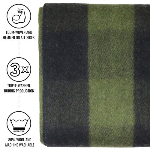 Arcturus Green Buffalo Wool Blanket and Carry Straps Bundle