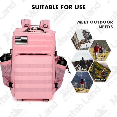 Perfekt Love Tactical Backpack for Women Military Backpack 3 Days Outdoor Pack Bug Out Bag Water Resistant and Heavy Duty Hiking Treeking Rucksack -Pink
