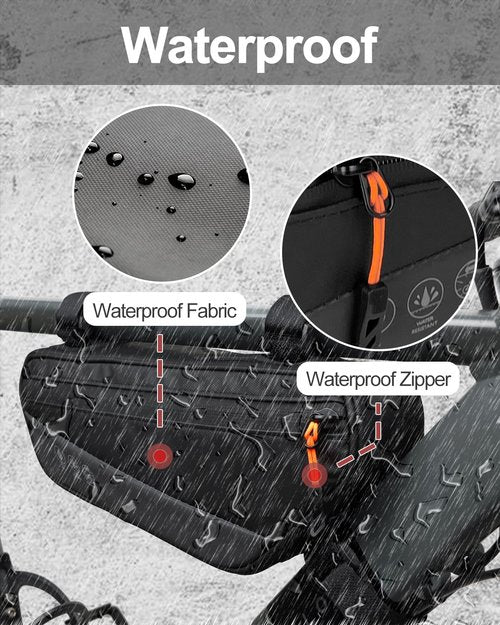 Danuosie Bike Frame Bag, Water-resistant Bicycle Triangle Bag, Reflective Under Tube Storage Pouch with Side Pocket for Road Mountain Cycling Accessories