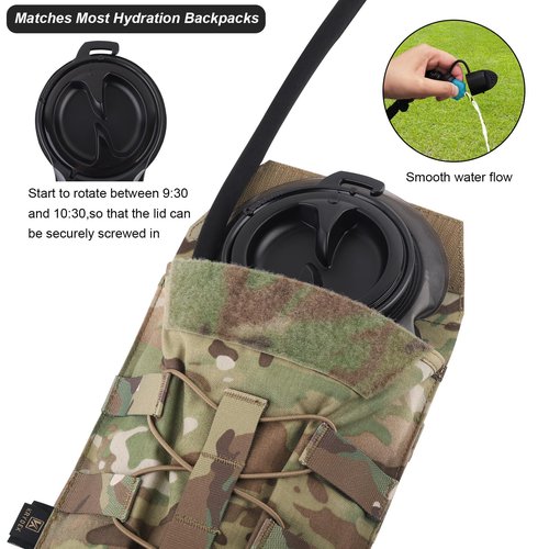 PETAC GEAR 1.5L / 3L Tactical Hydration Pack，Molle Carrier Pouch for 50 oz /100 oz Hydration Bladder Daypack Water Backpack.
