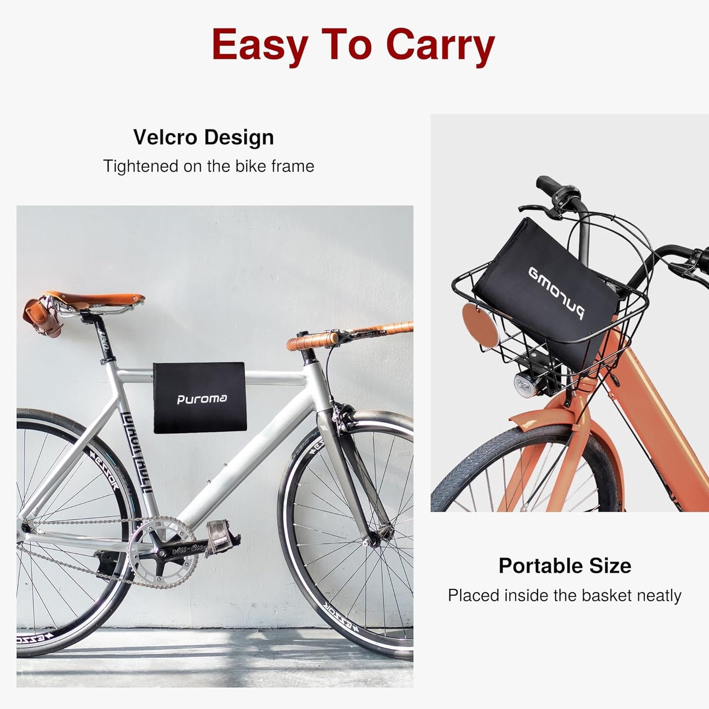 Puroma Bike Cover for 1 bike, Outdoor Waterproof Bicycle Covers Rain Sun UV Dust Wind Proof with Lock Hole for Mountain Road Electric Bike (Basic Black)