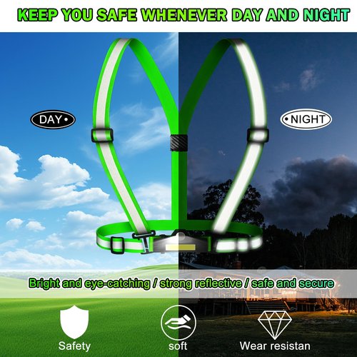 Running Lights for Runners, Runners Lights for Night Safety, Lighted Vest for Walking at Night, Adjustable Chest Light for Running, Reflective Running Gear Rechargeable for Walking/Cycling/Jogging