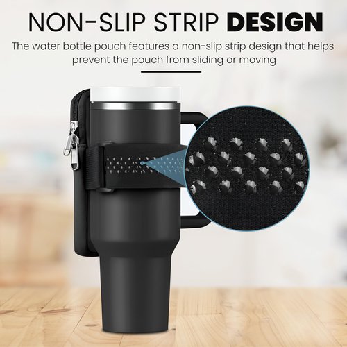SAMUSAI Initial Water Bottle Carrier Bag for Stanley-Tumbler pouch with Zipper Pocket Travel mug pouch- Personalized A-Z Phone Pocket for Stanley Cup Accessories - Detachable Large Phone Pocket