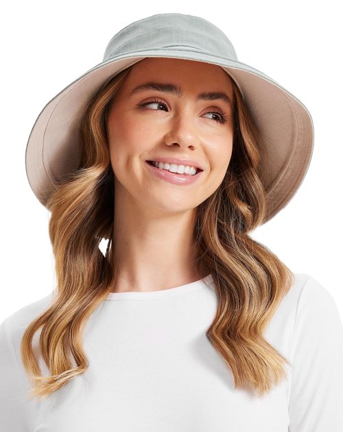 Solbari Women's Holiday Sun Hat UPF 50+ - Green/Beige - Small-Medium