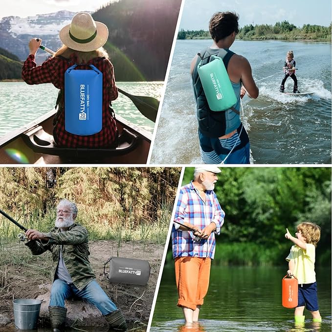 Waterproof Dry Bag Floating Roll Top Dry Backpack for Kayaking, Rafting, Boating, SUP, Fishing with IPX8 Waterproof Phone Case, Orange, 30L