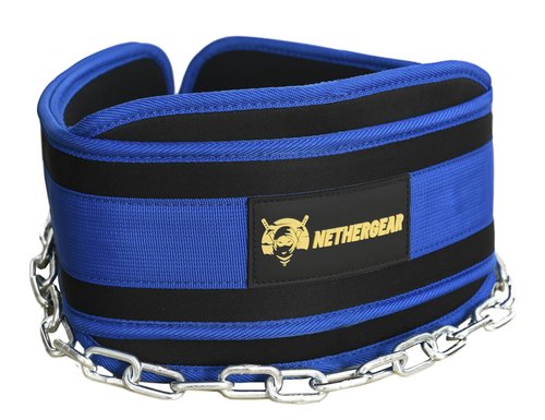 Nethergear Dip Belt for Weight Lifting with 36” Heavy-Duty Steel Chain, Comfortable Neoprene & Strong Stitching, Weighted Belt Ideal for Bodybuilding, Powerlifting, Pull Ups & Squats - Blue…