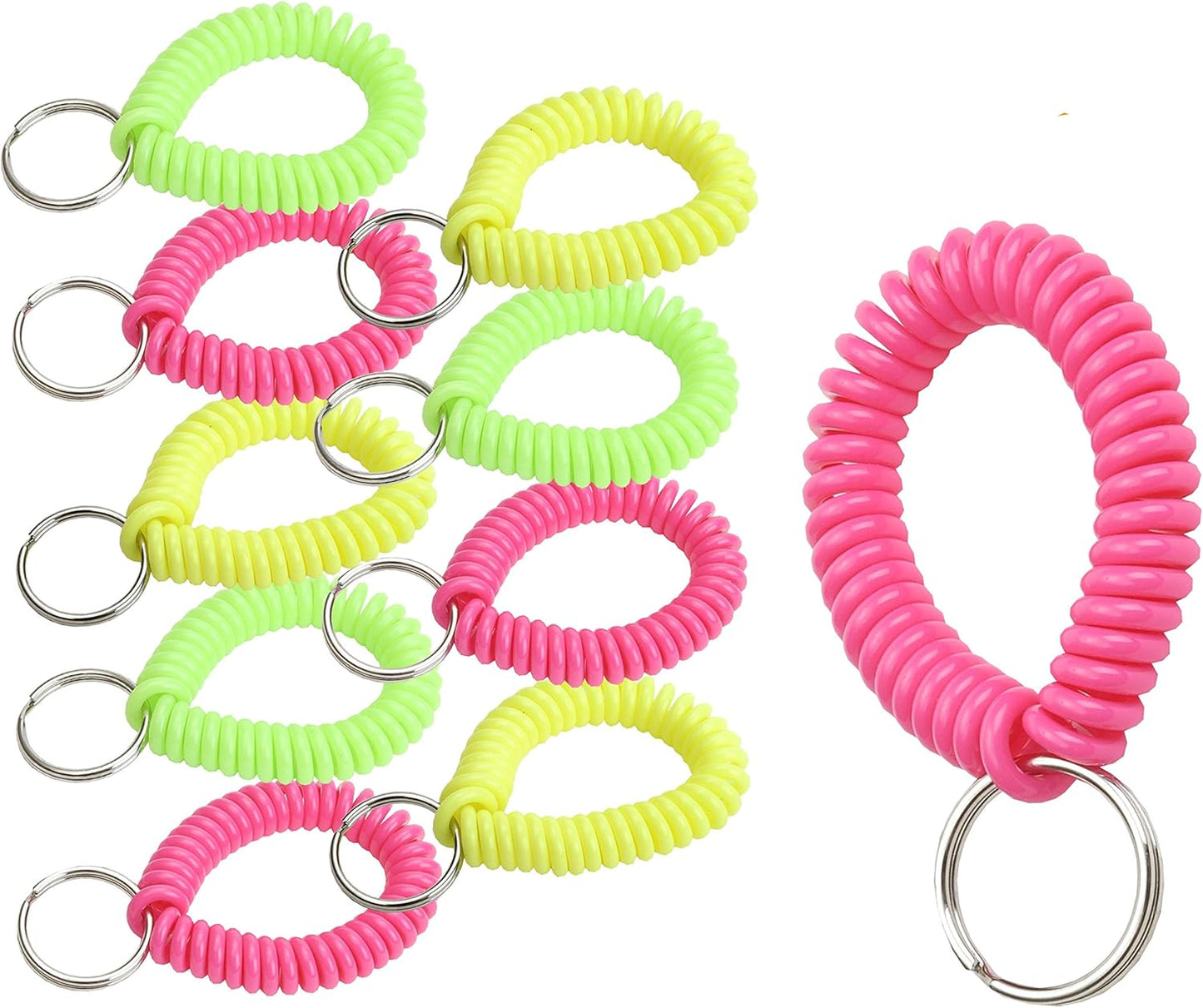 ucky Line 2” Spiral Wrist Coil with Steel Key Ring, Flexible Wrist Band Key Chain Bracelet, Stretches to 12”, Purple, 10 Pack (41065)