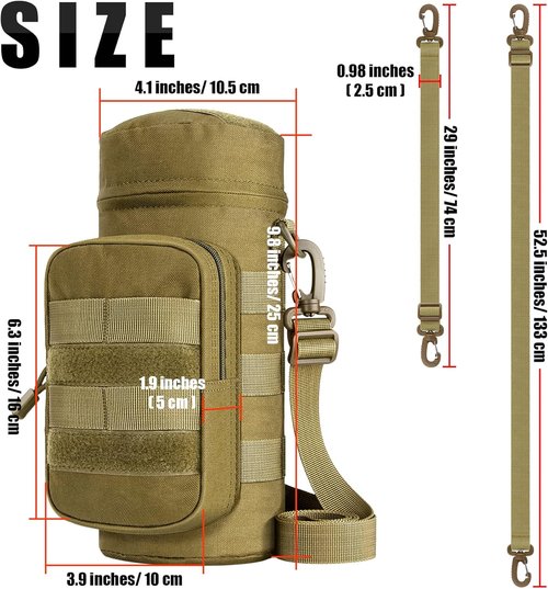 IronSeals Tactical Molle Water Bottle Holder Pouch Hydration Carrier Bag with Detachable Shoulder Strap