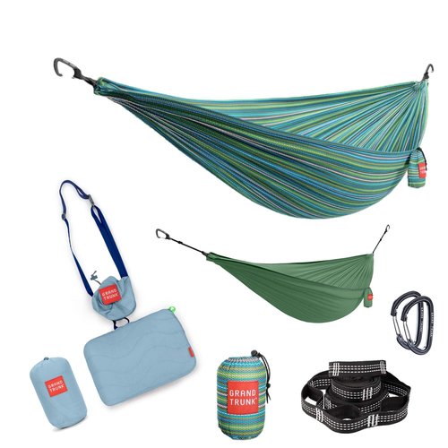 Grand Trunk Ultimate Hammock Bundle – Lightweight Hammock Kit with Adjustable Straps, Travel Pillow & Gear Sling (Wild Forest)