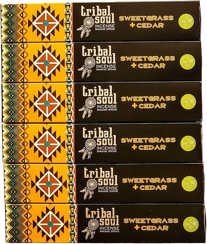 Tribal Soul Incense Smudge Sticks - Premium Incense - 90 Grams (Sweetgrass + Cedar)