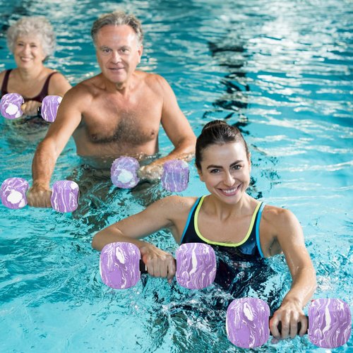 Water Dumbbells, 2PACK Aquatic Exercise Dumbbells, EVA Foam Barbells for Men Women Water Workouts (Purple+White)