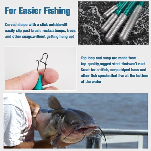Dragging Weights Dragging Sinkers Catfish Trolling Weight Catfish Sinker Weight with Plastic Pipe Fishing Snaps Clips for Trolling Drift Bottom Bouncing Catfishing Tackle Gear (2OZ-4PCS)