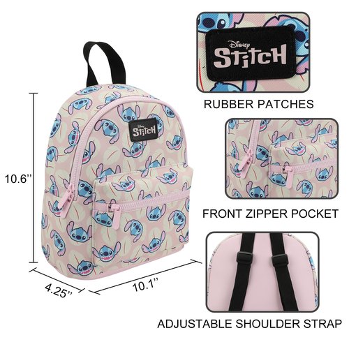 Bioworld Stitch Character Heads Faux Leather 10.6" White Mini Backpack