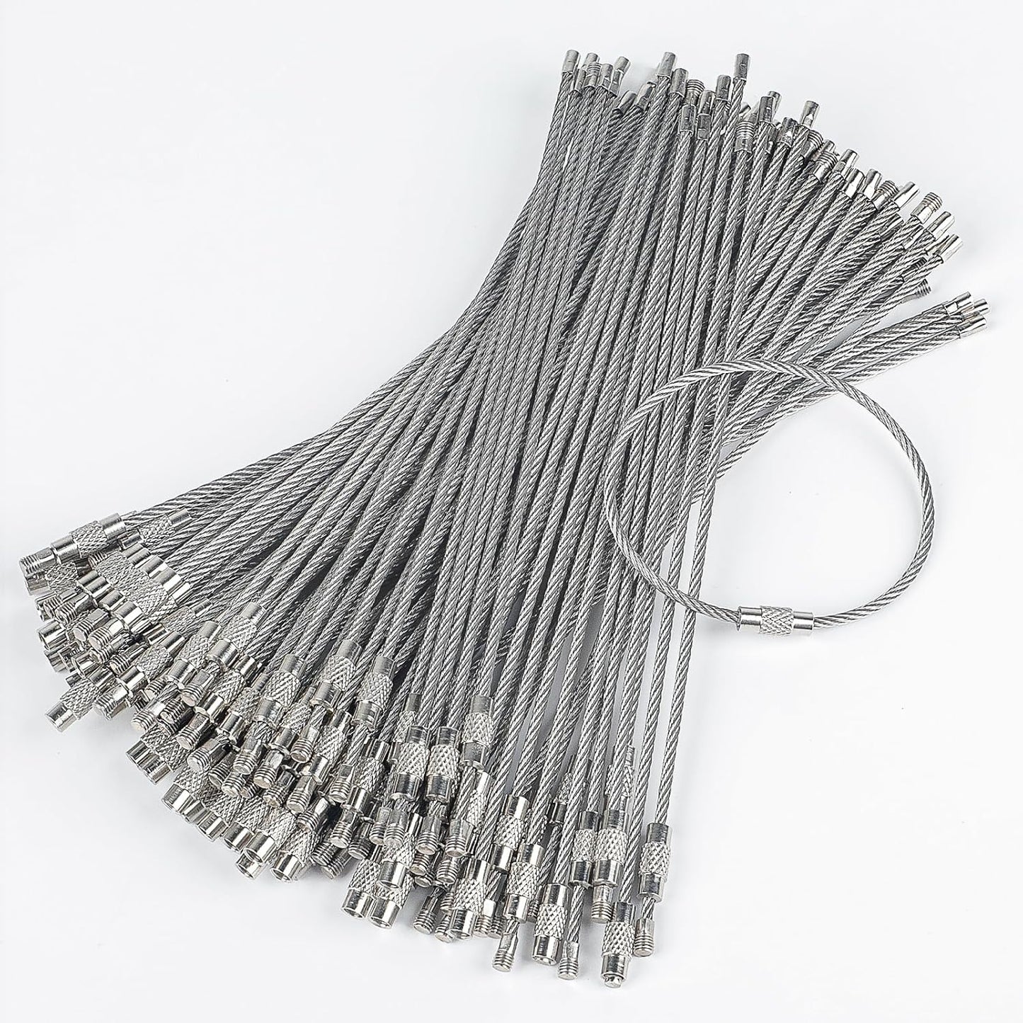 Pawfly 6 Inch Wire Keychain Cable Large Stainless Steel Key Ring Loop for Outdoor Hiking Connectable Luggage Tag Keeper