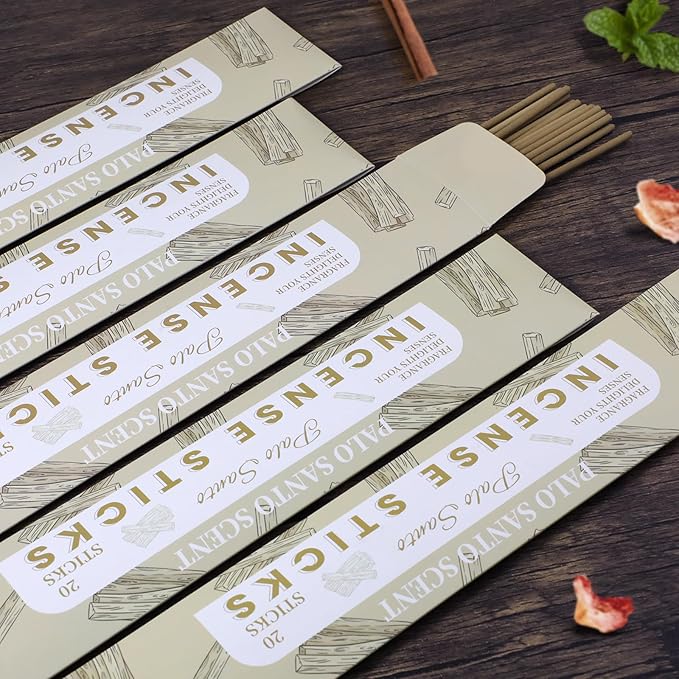 Incense Sticks, Incense 100 Sticks, Palo Santo Incense Sticks, Scented Incense with Wood Incense Stick Holder fot for Christmas, Church, Yoga, Wedding