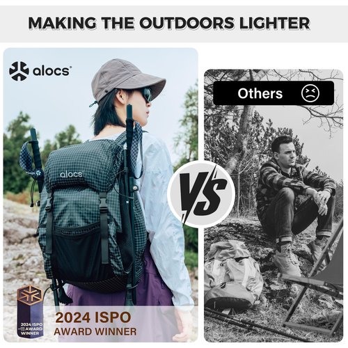 Alocs 3-in-1 Camping Chairs, Backpack Wearable Chair with Aluminium Trekking Poles, Fishing Chair for Hiking Backpacking Climbing Hunting and Outdoor