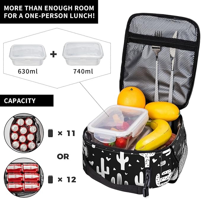 Fun Western Cactus Lunch Box Reusable Insulated Totes Lunch Bag Thermal Cooler For Boy Girls School Men Women Beach Picnic Travel