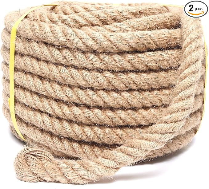 Heavy Duty Jute Rope - 3/4 Inch, 100 Feet, Natural Hemp for Crafts, Gardening, Bundling & Home Decor