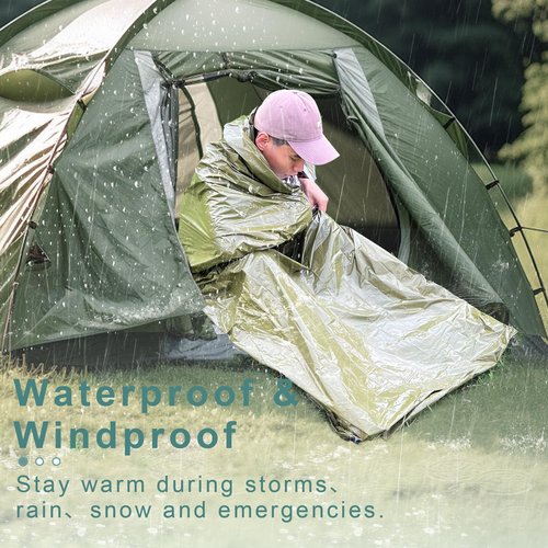 Emergency Sleeping Bag Survival Bag 3 Pack | Thermal Waterproof Mylar Bivy Sack for Adults | Portable Emergency Sleeping Bags for Survival, Extreme Cold, Camping, Hiking, and Outdoor Emergency Gear