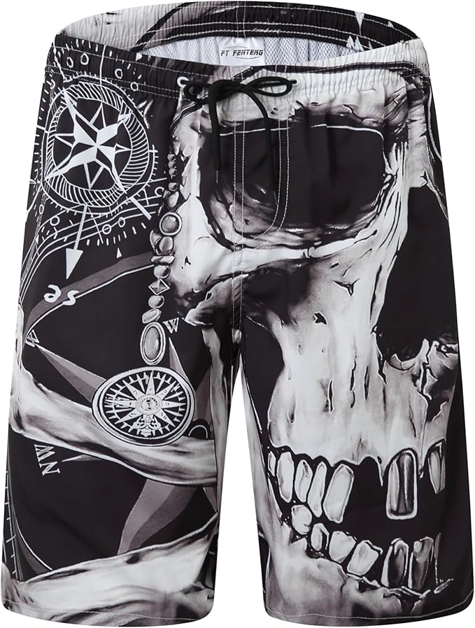 Mens Swim Trunks Quick Dry Board Shorts with Mesh Lining, Breathable Surf Beach Shorts Swimwear Bathing Suits