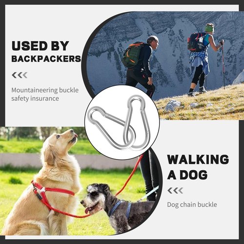 50-Pack M8 Carabiners Clip Heavy Duty Spring Snap Hook, 3Inch Galvanized Steel Carabiner, Safety Quick Links Snap Hooks, Spring Clips for Swing Hammock Camping Keychain Outdoor